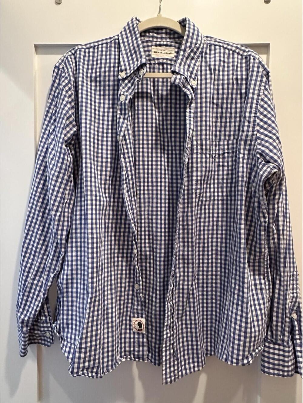 Men's Duck Head Blue Gingham Button shirt size xL